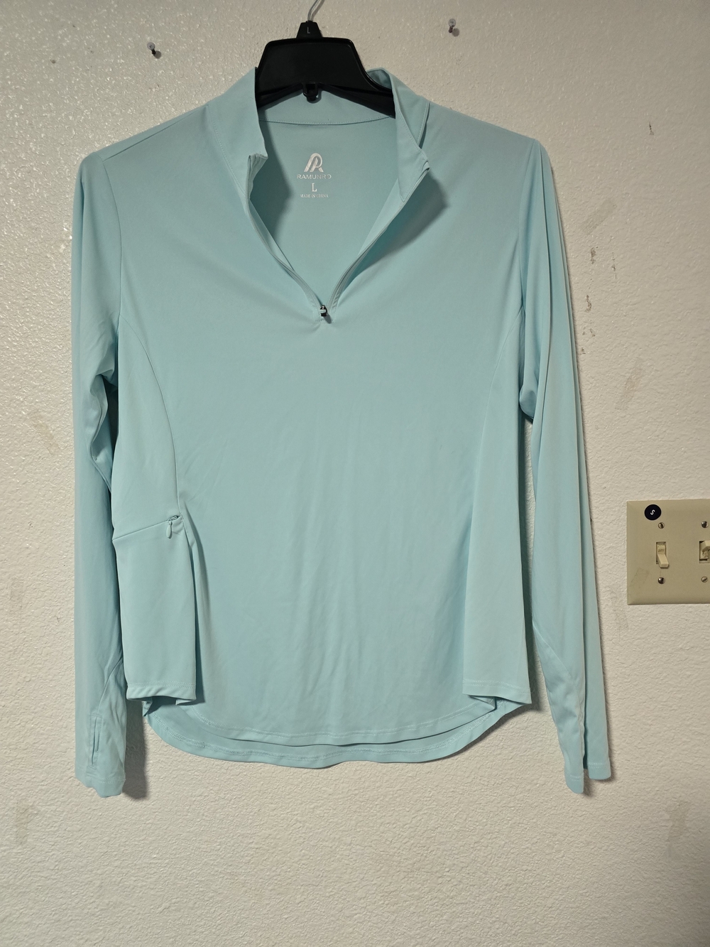 RAMUNRO Mint 1/4 Zip Long Sleeve Athletic Top - Size L